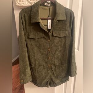 Day + Moon Olive Romper Corduroy Long Sleeve NWT - S